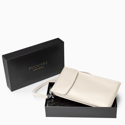 Torebka na telefon skórzana PUCCINI VULCANO VC92525 6B Beżowa