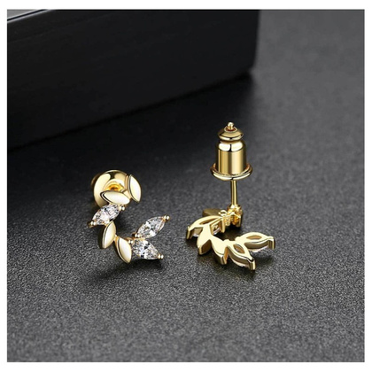 Kolczyki ze stali szlachetnej pozłacane 14k złotem, cyrkonie KST2847