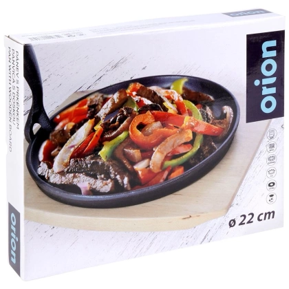 Patelnia żeliwna talerz żeliwny 22 cm z deską