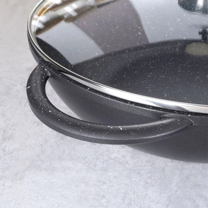 Patelnia granitowa wok 32 cm z pokrywką GRANDE