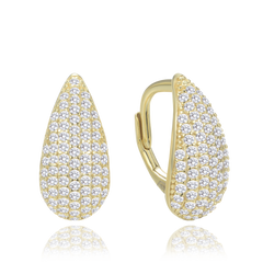 MINET Pozłacane kolczyki srebrne krople z białymi cyrkoniami