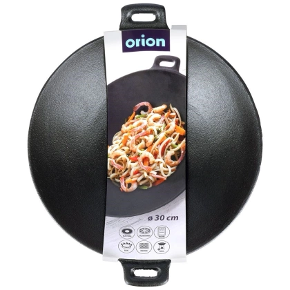 Patelnia żeliwna wok talerz żeliwny z dwoma uchwytami okrągła 30 cm