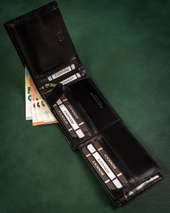 Elegancki skorzany portfel meski bez zapiecia zewnetrznego