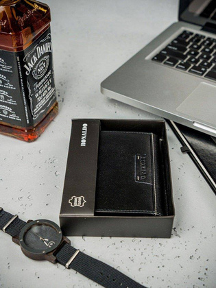 CZARNY SKÓRZANY PORTFEL MĘSKI DUŻY PIONOWY SKÓRA