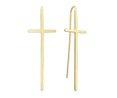 MINET Kolczyki srebrne pozłacane KRZYŻ