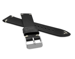 LAVVU Czarny szyty pasek RETRO z luksusowej skóry Top Grain - 18