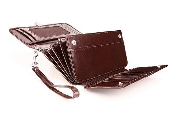 Portfel skórzany damski z rączką KEMER VOOC PPD1 Czarny