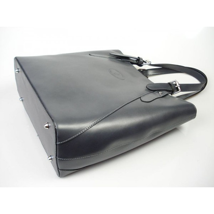 Włoska torebka skórzana na ramię ,Vera Pelle A4,shopper Szara, Grafit V77G