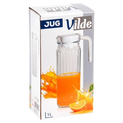 Dzbanek szklany z pokrywką wąski do lodówki 1 l