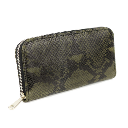 P-02 Portfel skórzany Korona - print wężowy zielony KEMER