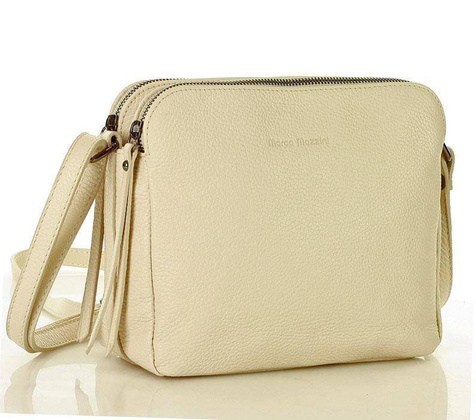 MARCO MAZZINI Torebka skórzana crossbody listonoszka dwie komory beż latte - min. zamówienie 20 / 50 / 100 szt.