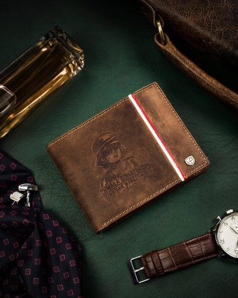 Skorzany portfel meski bez zapiecia