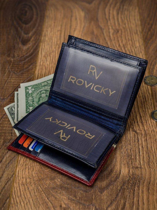 Pionowy portfel męski dwukolorowy, skóra naturalna hq