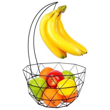 Koszyk na owoce i warzywa z wieszakiem kosz metalowy czarny miska loft
