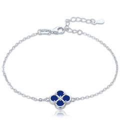 MINET Srebrna bransoletka koniczyna z lapisem