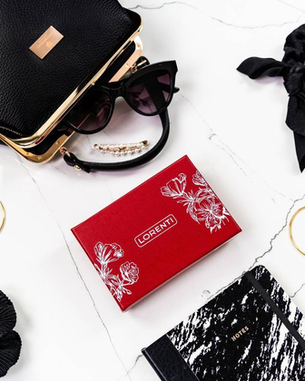 Damski skórzany portfel w patchworkowy wzór