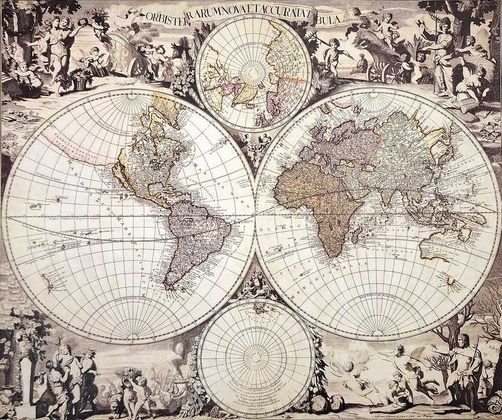 Mapa świata 1686r. - G. Valck reprint - M1686 – Prezent dla historyka