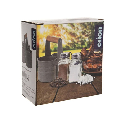 Solniczka i pieprzniczka w stojaku 3 el.