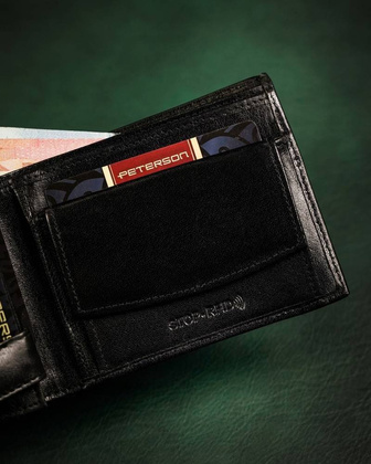 Duży, skórzany portfel męski bez zapięcia peterson