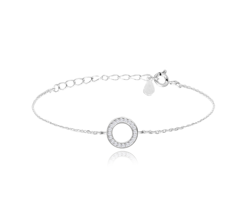 MINET Srebrna bransoletka KRĄG z białymi cyrkoniami