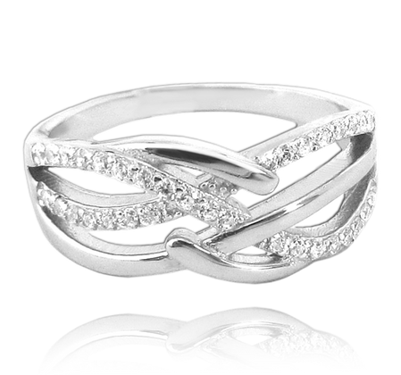 Luksusowy pierścien srebrny z białymi cyrkoniami wielkość 15