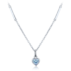 MINET Delikatny srebrny naszyjnik serce z niebieską cyrkonią