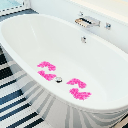 Podkładki antypoślizgowe z przyssawkami stopy różowe zestaw 4 szt.