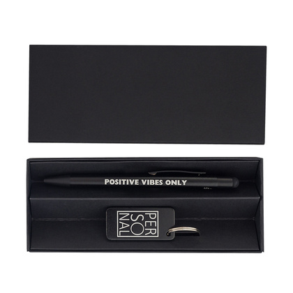 Zestaw upominkowy długopis i brelok Couple, czarny