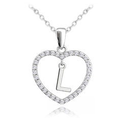 MINET Srebrny naszyjnik litera w sercu „L” z cyrkoniami