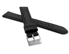 MINET Czarny szyty skórzany pasek z miękkiego nubuku - 20