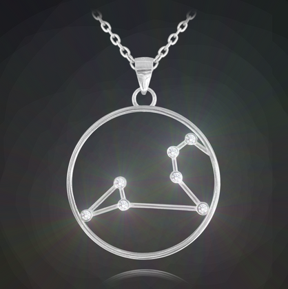 MINET Srebrny naszyjnik Stars Zodiac LEW Czech Crystal