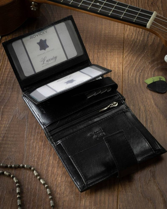 Skorzany portfel meski z systemem RFID