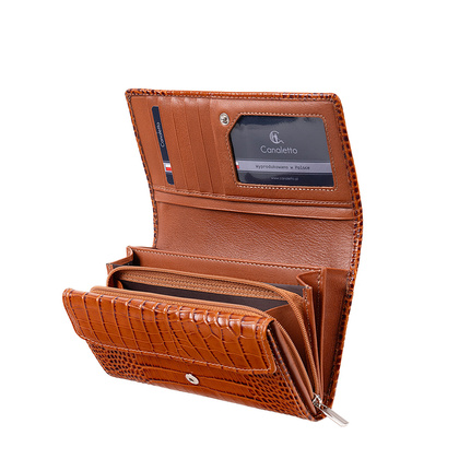 Portfel damski Canaletto ze skóry z wzorem krokodyla – ochrona RFID i wyjątkowy styl PD1634s262 RFID