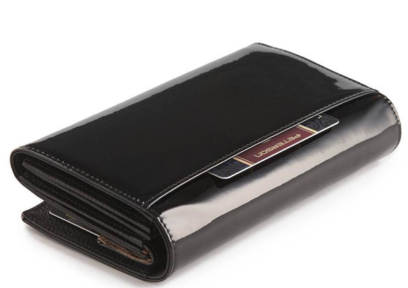 Portfel damski skórzany, lakier Peterson Czarny