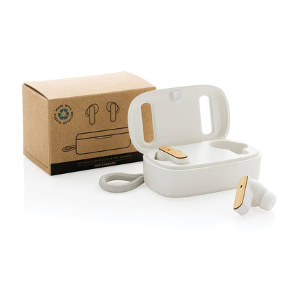 Bezprzewodowe słuchawki douszne TWS, plastik z recyklingu