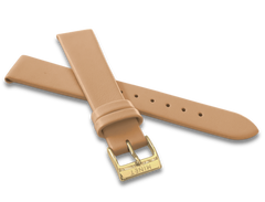 MINET Beżowy skórzany pasek ze złotą klamrą - 14