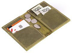 Zielony skórzany portfel slim wallet BRØDRENE SW03 - min. zamówienie 20 / 50 / 100 szt.