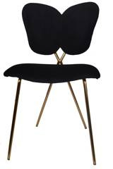 Krzesło welurowe motyl czarne ze złotymi metalowymi nogami