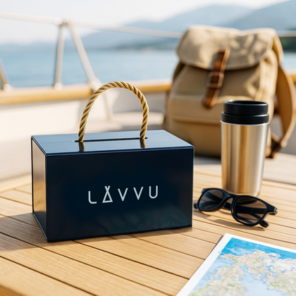 LAVVU Zegarek ze szkłem szafirowym HERNING Black / Top Grain Leather