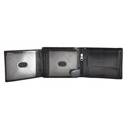 Skórzany portfel męski z łańcuchem Peterson Czarny