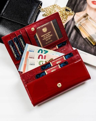 Zestaw prezentowy skorzany portfel damski na zatrzask i woda perfumowana Velvet