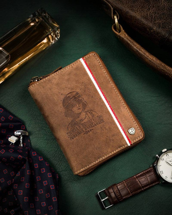 Duzy skorzany portfel meski na zamek