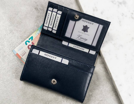 Duży portfel damski z bydlęcej skóry naturalnej