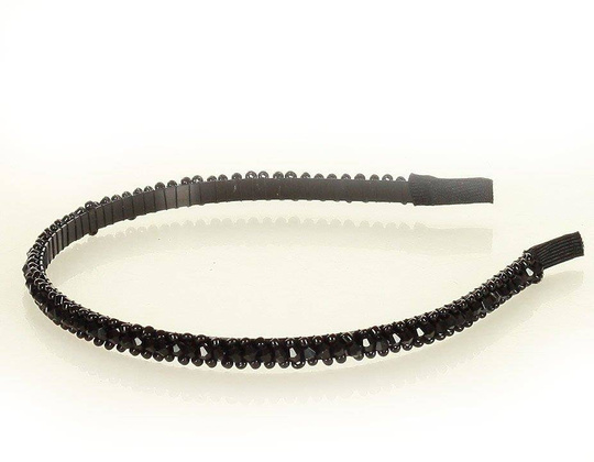 Elegancka opaska na włosy kamienie tiara MAZZINI czarny - min. zamówienie 20 / 50 / 100 szt.