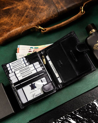 Skorzany duzy portfel meski z systemem RFID