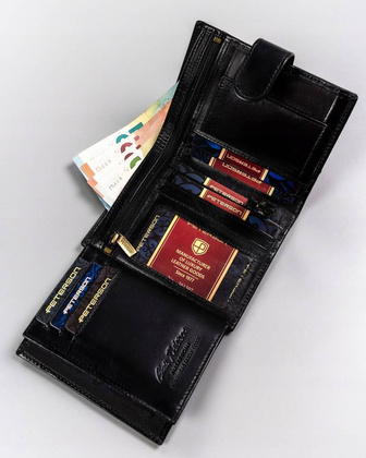 Elegancki duzy portfel meski ze skory naturalnej