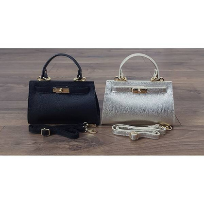 Włoska torebka listonoszka , kuferek Vera Pelle złote okucia skóra BERK221ORO