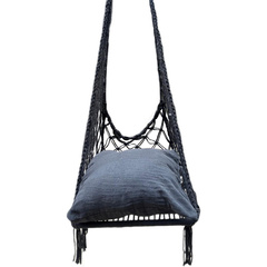 HAMAK AŻUROWY FOTEL WISZĄCY 60x60x120CM Z PODUSZKĄ CIEMNO SZARY