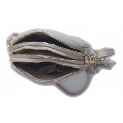 Listonoszka trzy komory frędzelek, złote okucia Vera Pelle Jasny Beż VP3KZBEI