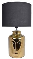 Lampa ceramiczna złota twarz z czarnym abażurem